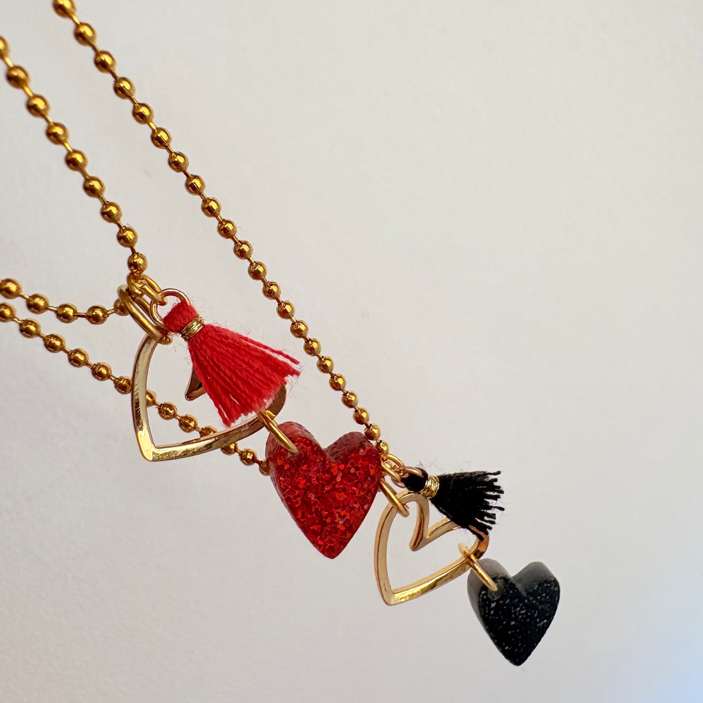 Catenina Cuori Glitterati e Nappina