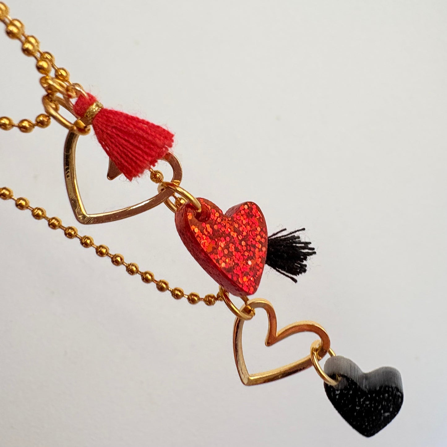 Catenina Cuori Glitterati e Nappina