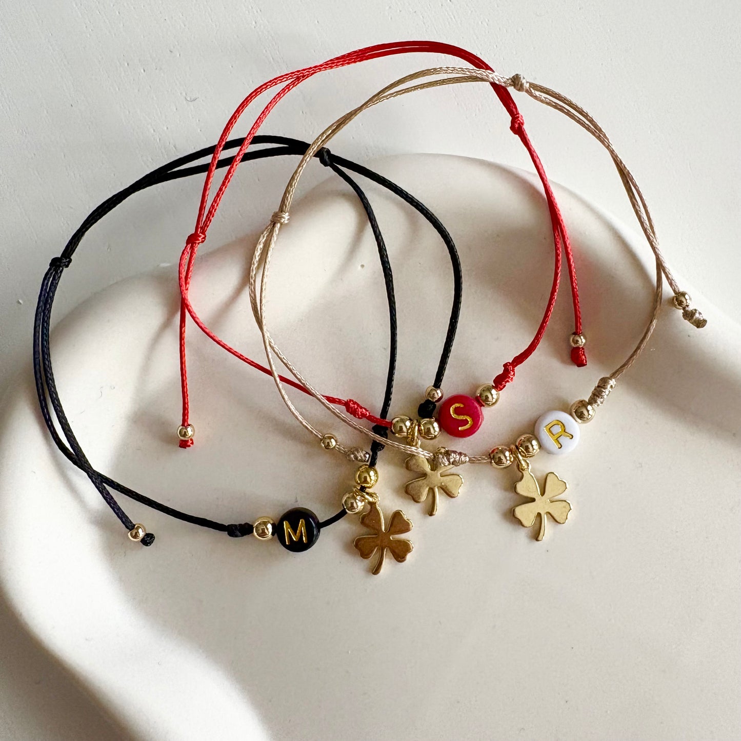 Braccialetto Letterina e Quadrifoglio Gold