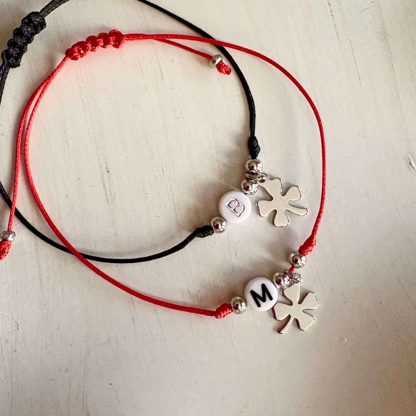 Braccialetto Letterina e Quadrifoglio Silver