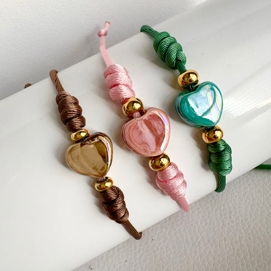 Braccialetto Nodino D'Amore Cuore in Ceramica