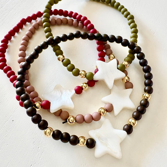 Bracciale per charm, personalizzabile, stella rosa, per donna, modello Bracciale per charm, personalizzabile, stella rosa, per donna, modello