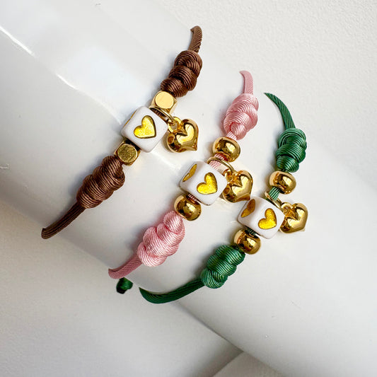 Braccialetto Nodino D'Amore Dadino & Cuore Bombato