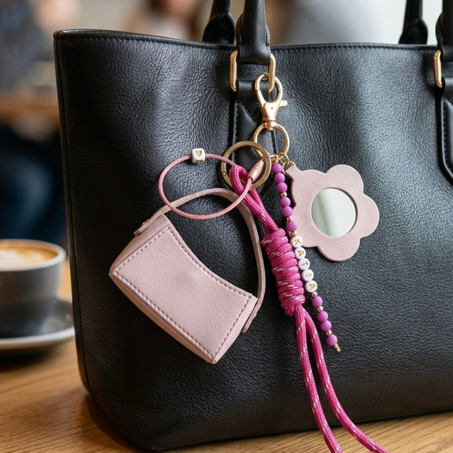 Portachiavi/Bag Charm Borsetta e Specchietto 🌸
