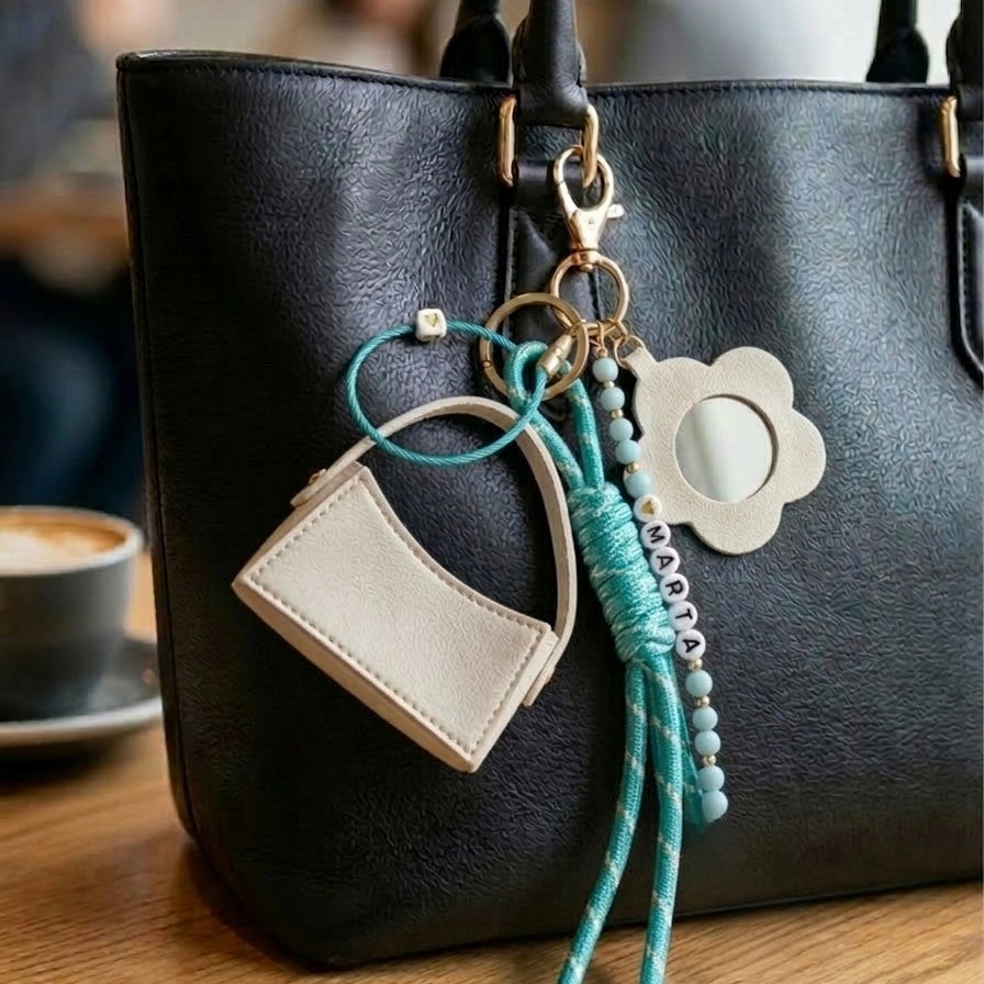 Portachiavi/Bag Charm Borsetta e Specchietto 🌸
